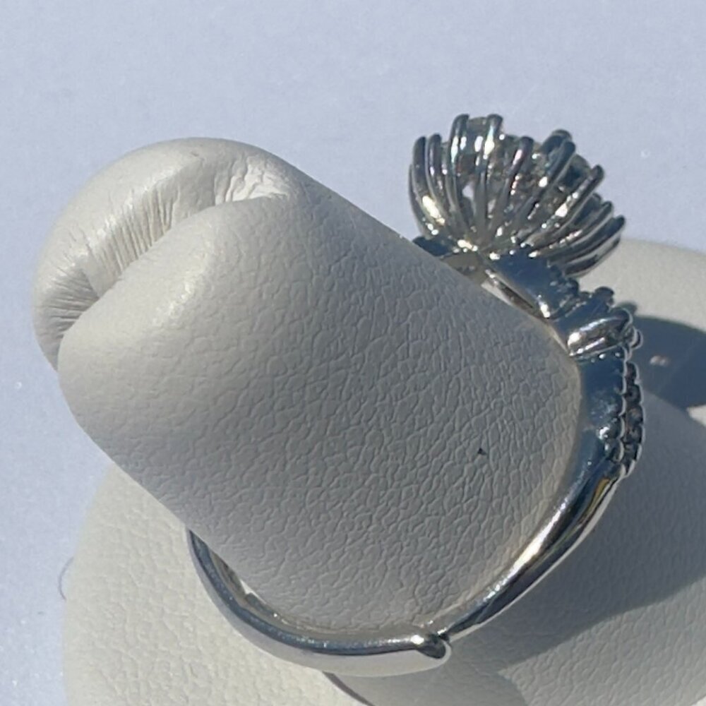 Adjustable Silver Ring W/ 2.0 Ct Diamond Simulate & Moissanite Elegant - Picture 5 of 16